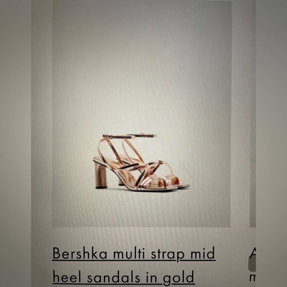 Bershka multi strap mid heel sandals in gold